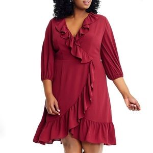 Adrianna Papell Pebble Chiffon Faux Wrap Dress size 22W